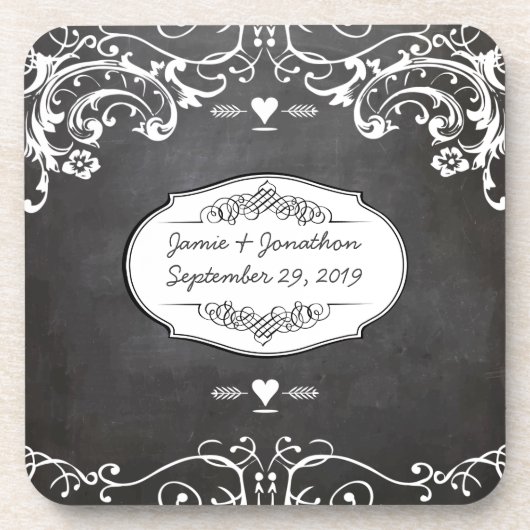 Chalkboard Typography Weddings Bier Onderzetter (Voorkant)