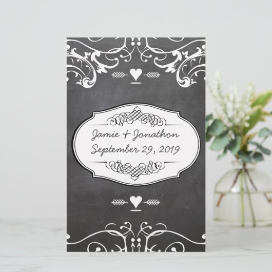 Chalkboard Typography Weddings Briefpapier (Staand voorkant)