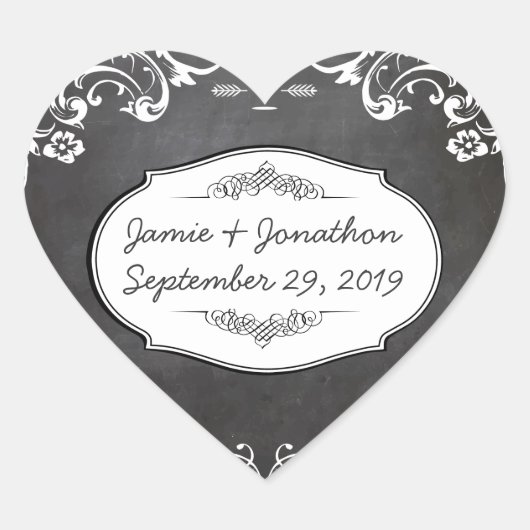 Chalkboard Typography Weddings Hart Sticker (Voorkant)