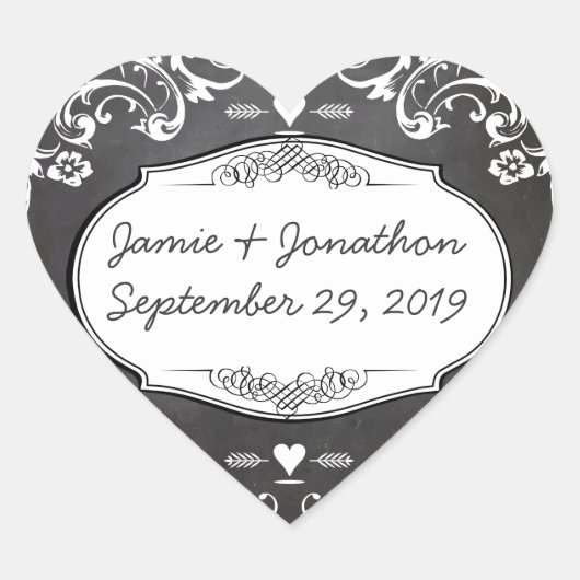 Chalkboard Typography Weddings Hart Sticker (Voorkant)