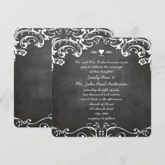Chalkboard Typography Weddings Kaart (Voorkant / Achterkant)