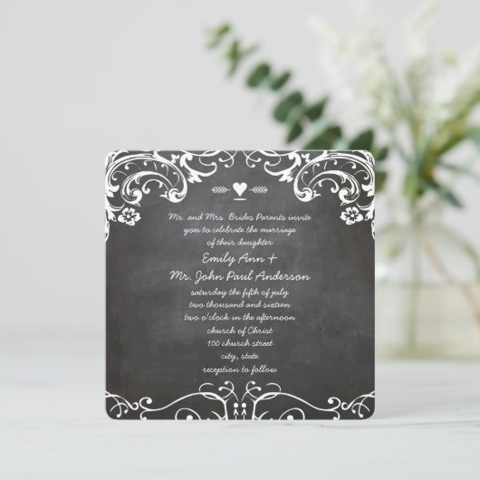 Chalkboard Typography Weddings Kaart (Staand voorkant)