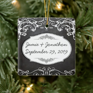 Chalkboard Typography Weddings Keramisch Ornament
