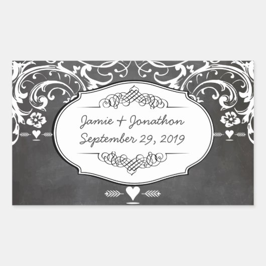 Chalkboard Typography Weddings Rechthoekige Sticker (Voorkant)