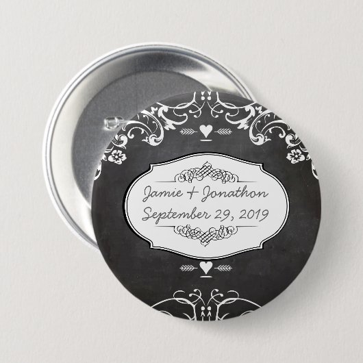 Chalkboard Typography Weddings Ronde Button 7,6 Cm (Voorkant /achterkant)