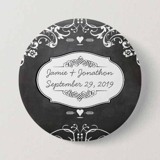 Chalkboard Typography Weddings Ronde Button 7,6 Cm (Voorkant)