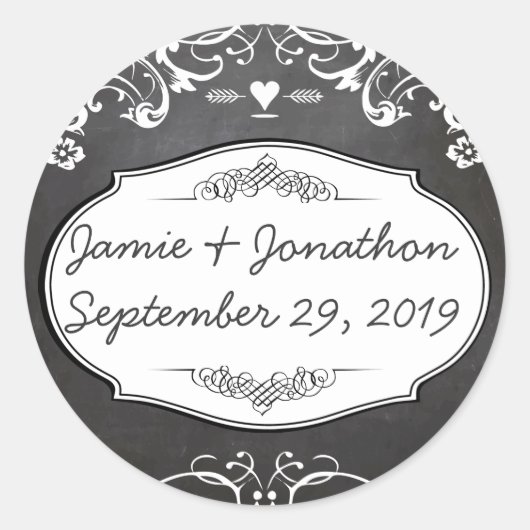 Chalkboard Typography Weddings Ronde Sticker (Voorkant)