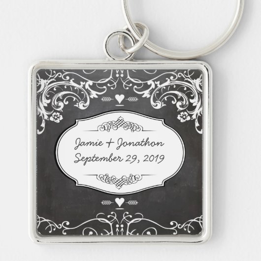 Chalkboard Typography Weddings Sleutelhanger (Voorkant)