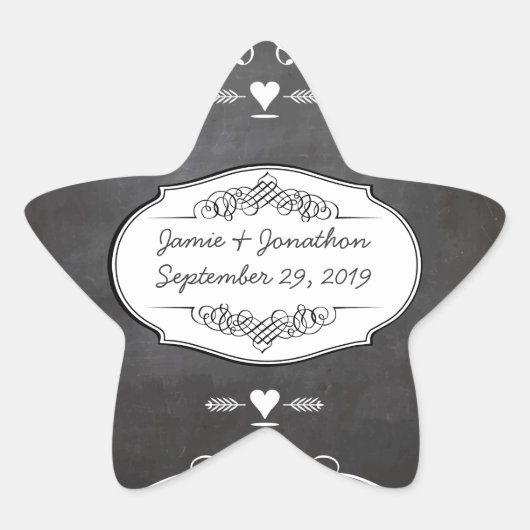 Chalkboard Typography Weddings Ster Sticker (Voorkant)