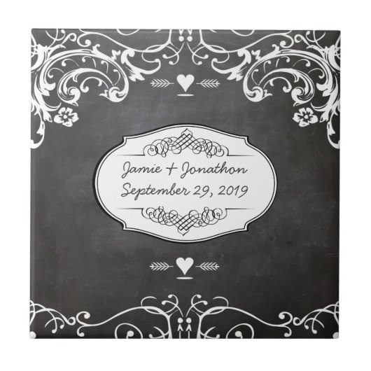 Chalkboard Typography Weddings Tegeltje (Voorkant)