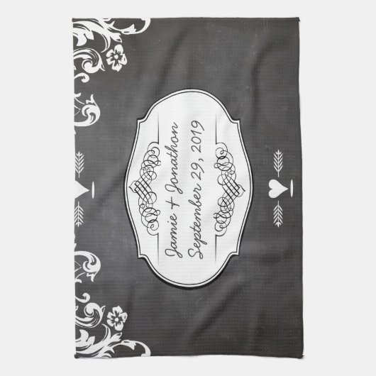 Chalkboard Typography Weddings Theedoek (Verticaal)