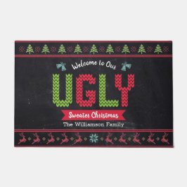 Chalkboard Ugly Christmas Sweater Nordic Knit Fun Deurmat