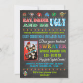 Chalkboard Ugly KerstSweater Fotouitnodiging Kaart (Voorkant)