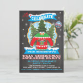 Chalkboard Ugly KerstSweater Invitations Kaart (Staand voorkant)