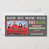 Chalkboard Ugly KerstSweater Photo Card Feestdagenkaart (Voorkant)