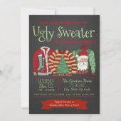 Chalkboard Ugly Sweater Kerstparty Kaart (Voorkant)