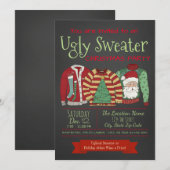 Chalkboard Ugly Sweater Kerstparty Kaart (Voorkant / Achterkant)