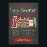 Chalkboard Ugly Sweater Kerstparty Kaart<br><div class="desc">Lelijke trui kerstfeest uitnodiging met drie lelijke truien op een krijtbord achtergrond. U kunt deze leuke lelijke trui kerstfeest uitnodigingen voor uw evenement gemakkelijk aanpassen door simpelweg het toevoegen van uw gegevens in de lettertype stijl en kleur die u verkiest.</div>