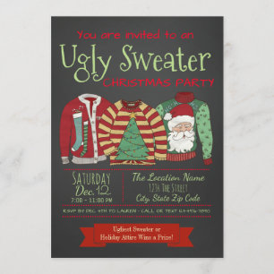 Chalkboard Ugly Sweater Kerstparty Kaart