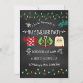 Chalkboard Ugly Sweater Kerstparty Kaart (Voorkant)