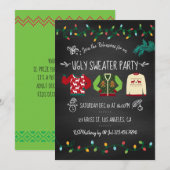Chalkboard Ugly Sweater Kerstparty Kaart (Voorkant / Achterkant)