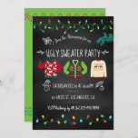 Chalkboard Ugly Sweater Kerstparty Kaart<br><div class="desc">Pas deze leuke chalkboard retro stijl Ugly Sweater Kerstparty Uitnodiging aan uw gebeurtenisspecificaties aan.</div>