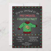 Chalkboard Ugly Sweater Kerstparty Kaart (Voorkant)