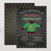 Chalkboard Ugly Sweater Kerstparty Kaart (Voorkant / Achterkant)