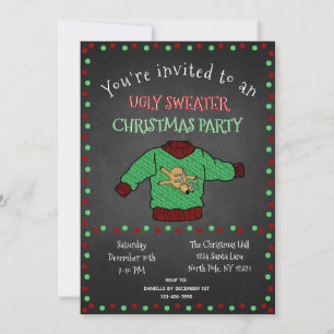 Chalkboard Ugly Sweater Kerstparty Kaart