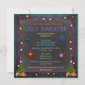 Chalkboard Ugly Sweater Kerstparty Kaart (Achterkant)