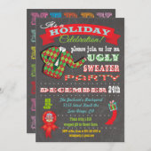 Chalkboard Ugly Sweater Kerstparty Kaart (Voorkant / Achterkant)