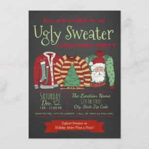 Chalkboard Ugly Sweater Kerstparty Kaart