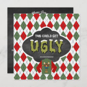 Chalkboard Ugly Sweater Kerstparty Kaart (Voorkant / Achterkant)