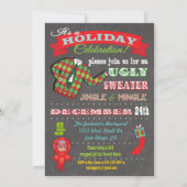 Chalkboard Ugly Sweater Kerstparty Kaart (Voorkant)