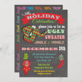 Chalkboard Ugly Sweater Kerstparty Kaart (Voorkant / Achterkant)