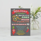 Chalkboard Ugly Sweater Kerstparty Kaart (Staand voorkant)