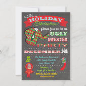 Chalkboard Ugly Sweater Kerstparty Kaart (Voorkant)