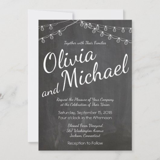 Chalkboard-uitnodiging met String-lampjes Kaart (Voorkant)