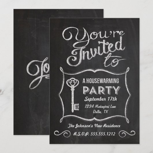 Chalkboard - Uitnodiging tot opwarming van de aard (Voorkant / Achterkant)