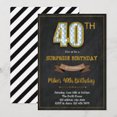 Chalkboard uitnodiging voor 40e verjaardag (Voorkant / Achterkant)