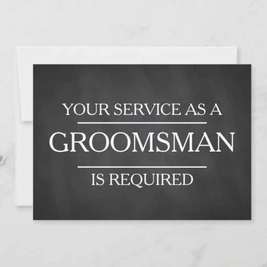 Chalkboard Uw Dienst wordt gevraagd als Groomsman Kaart (Voorkant)