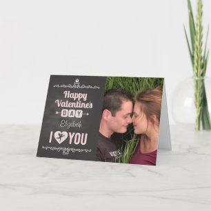 Chalkboard Valentijn aangepaste foto/naam Ik hoor  Feestdagen Kaart