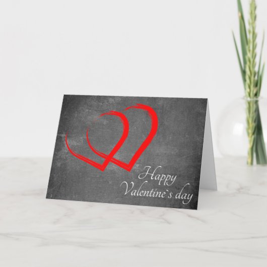 Chalkboard Valentijn Day Red Hearts Elegant Feestdagen Kaart (Voorkant)