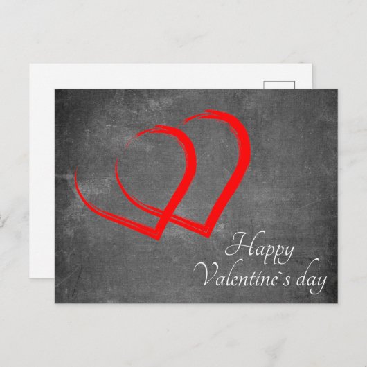 Chalkboard Valentijn Day Red Hearts Elegant Feestdagenkaart (Voorkant / Achterkant)