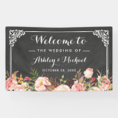 Chalkboard van de bruiloft Rustic Floral Spandoek (Horizontaal)
