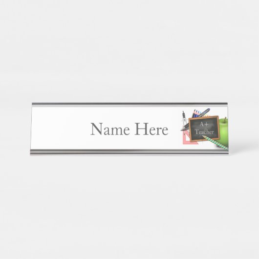 Chalkboard van de leraar bureau naambordje (Voorkant)