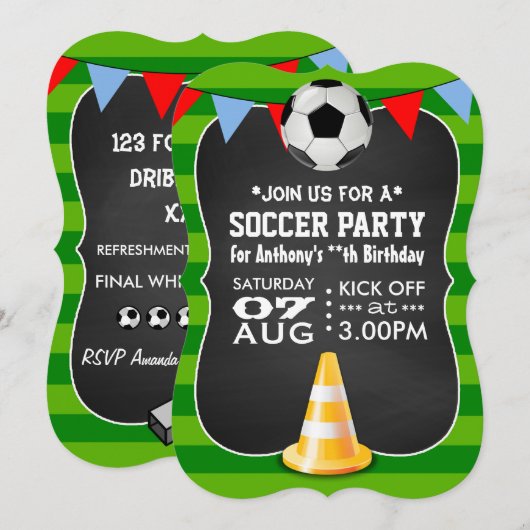 Chalkboard van de partij bij het Football Kaart (Voorkant / Achterkant)