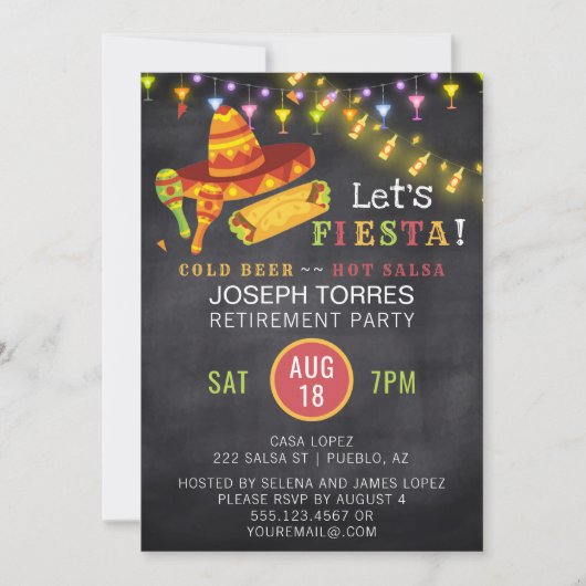 Chalkboard van Mexicaanse Fiesta Retirement Party Kaart (Voorkant)