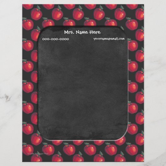 Chalkboard van rode appels persoonlijk briefhoofd (Voorkant)