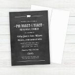 Chalkboard Varken Gebraden en Toast Repetitie Dine Kaart<br><div class="desc">Casual maar elegante barbecue thema "Pig Roast & Toast" uitnodiging beschikt over een beetje varken motief,  stijlvolle aangepaste tekst in westerne en moderne lettertypen,  een scroll en streep ontwerpelementen,  en een witte handgeschreven krijt look op een achtergrond met een rustieke textuur zwart krijtbord uiterlijk.</div>